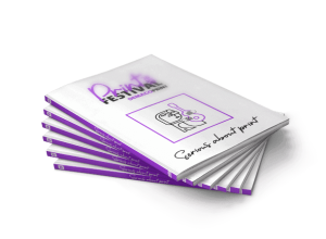 Brochures with 3D UV spot varnish, milled and glued