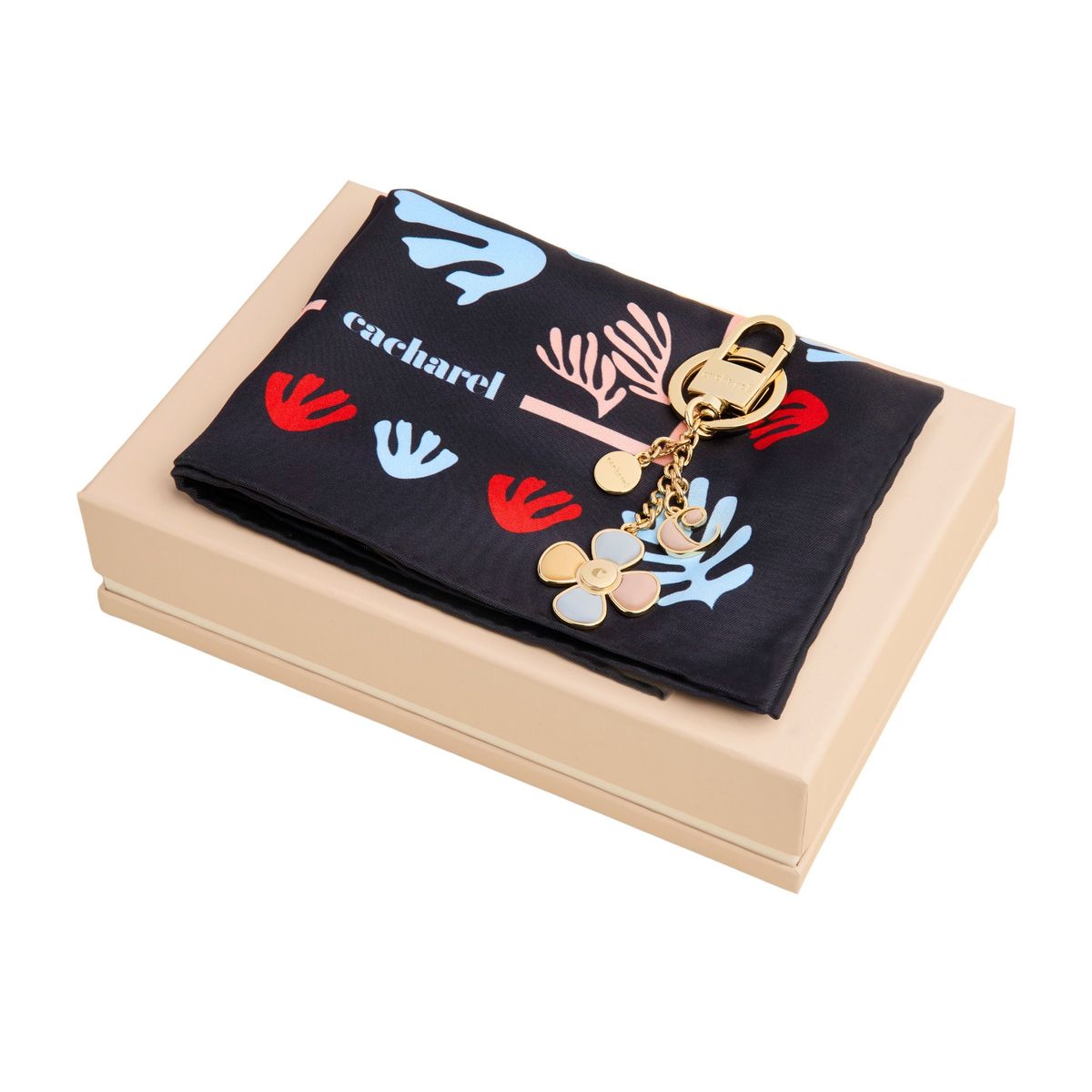 Cacharel Set Vivienne (key ring & scarf)