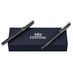 Festina Set Classicals Brushed Black & Chrome (ballpoint pen & fountain pen)