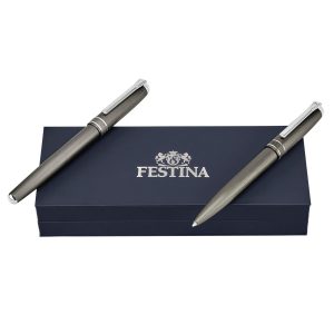 Festina Set Classicals Brushed Gun & Chrome (ballpoint pen & rollerball pen)