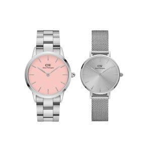 Daniel Wellington Watch Iconic Link Silver&Pastel-pink D36 + Petite Unitone Silver D28