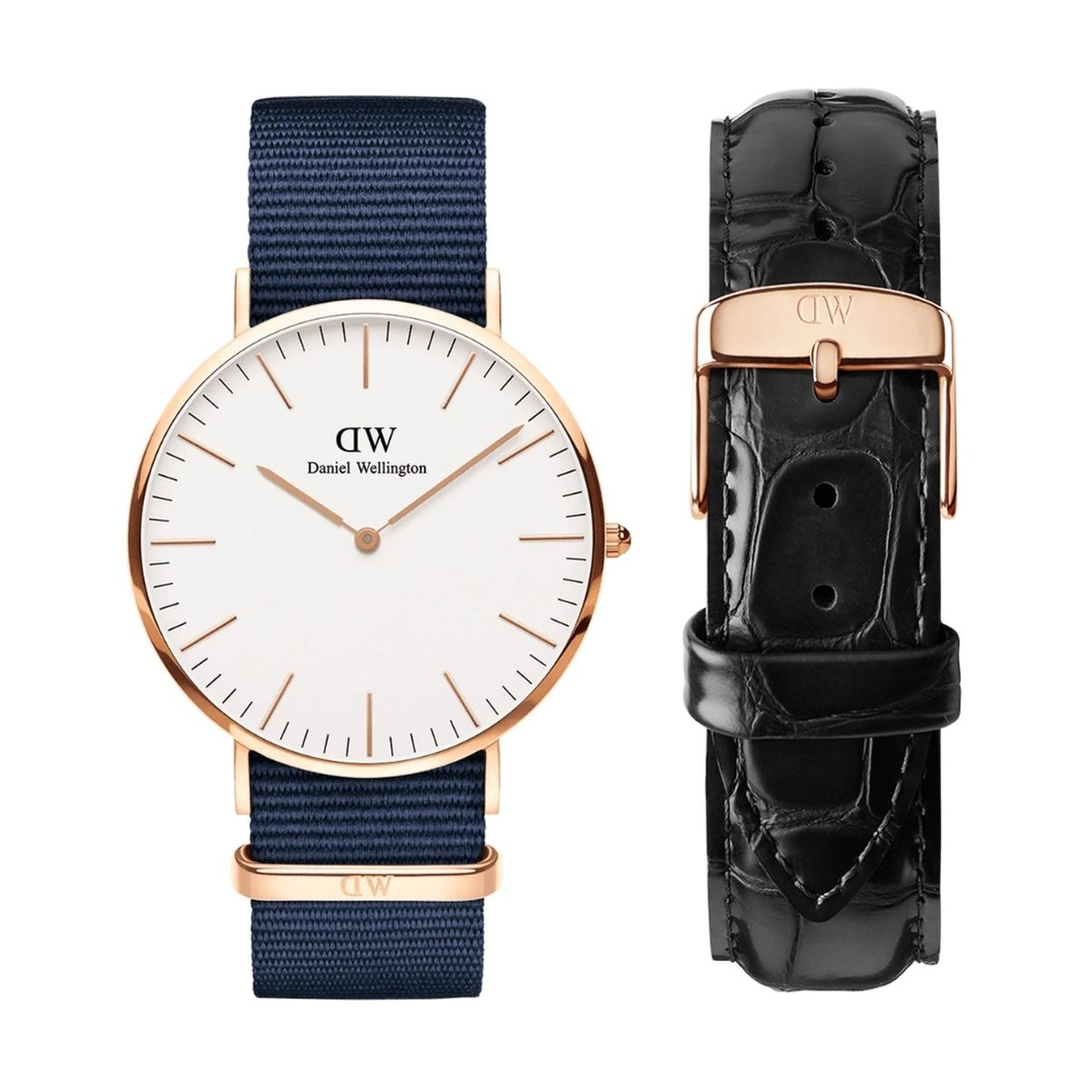 Daniel Wellington Watch set Classic Bayswater RG&White D40 + Bracelet Classic Reading Rose-gold L20
