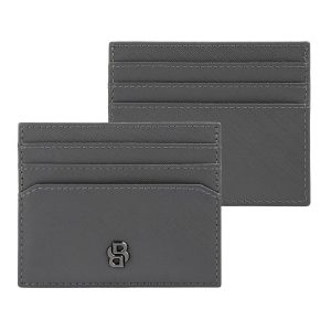 Hugo Boss Card holder Double B Saffiano Grey