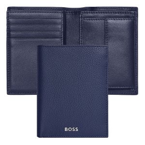 Hugo Boss Card holder with flap and money pocket Classic Grained Navy