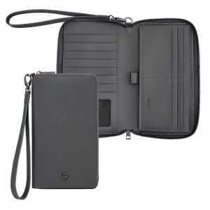 Hugo Boss Travel wallet Double B Saffiano Grey