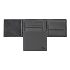Hugo Boss Money wallet with flap Double B Saffiano Grey