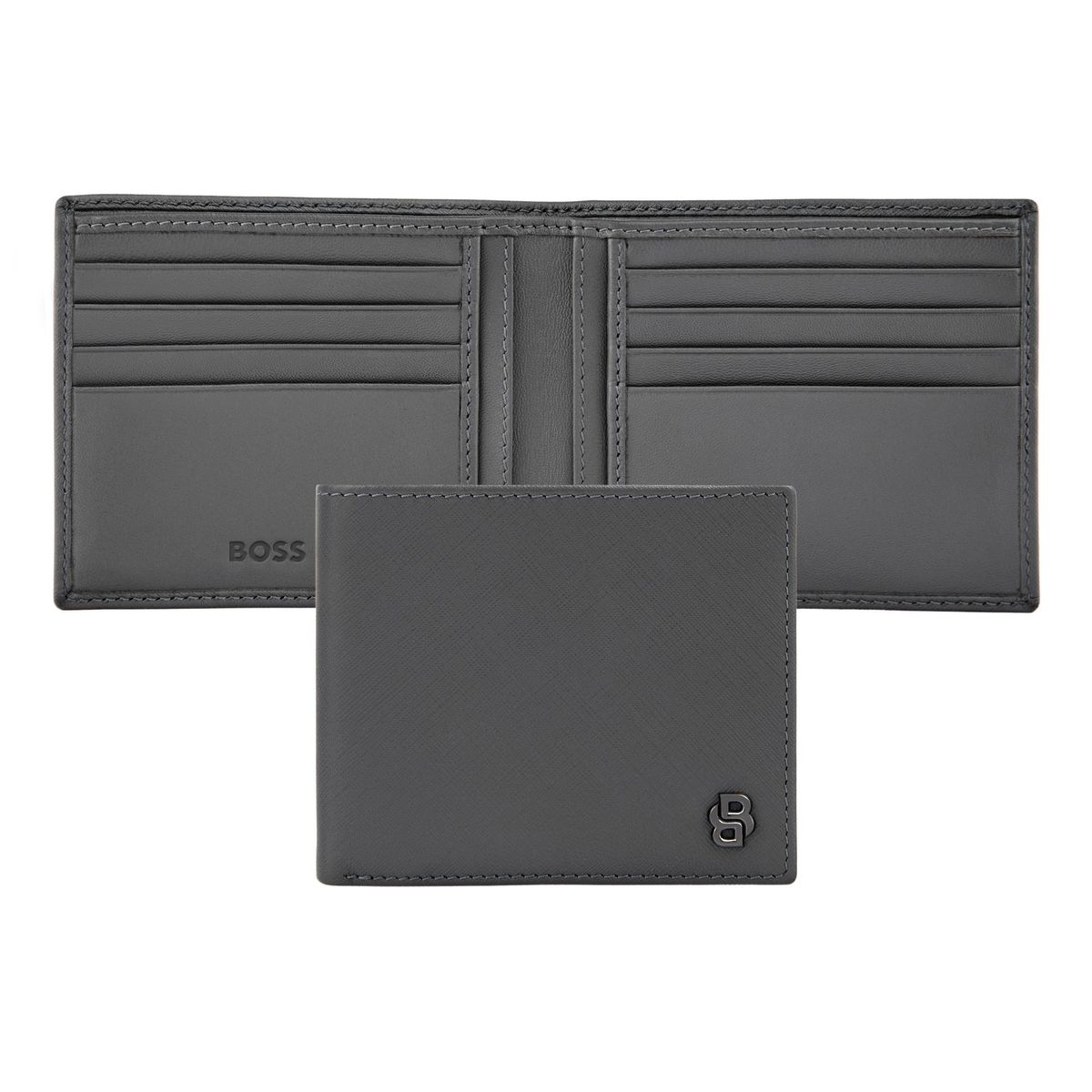 Hugo Boss Wallet Double B Saffiano Grey