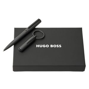 Hugo Boss Set Gear Matrix Black (penna a sfera e portachiavi)