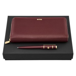 Set HUGO BOSS Burgundy (ballpoint pen & travel purse)