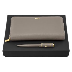 Set HUGO BOSS Taupe (ballpoint pen & travel purse)