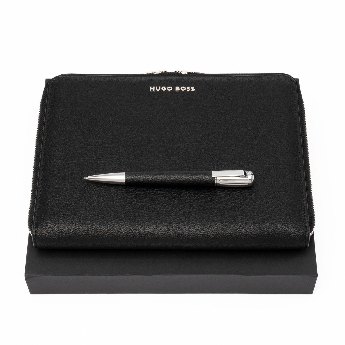 Hugo Boss Set Iconic Pebbled Black (ballpoint pen & conference folder A5)