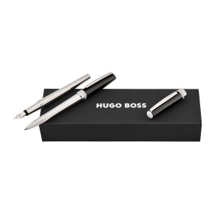 Hugo Boss Set Essential Classic Black & Chrome (ballpoint pen & fountain pen)
