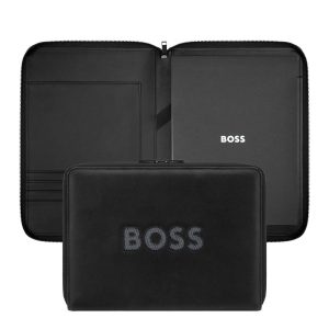 Hugo Boss Conference folder zip A4 Boss Cut Out Black & Grey
