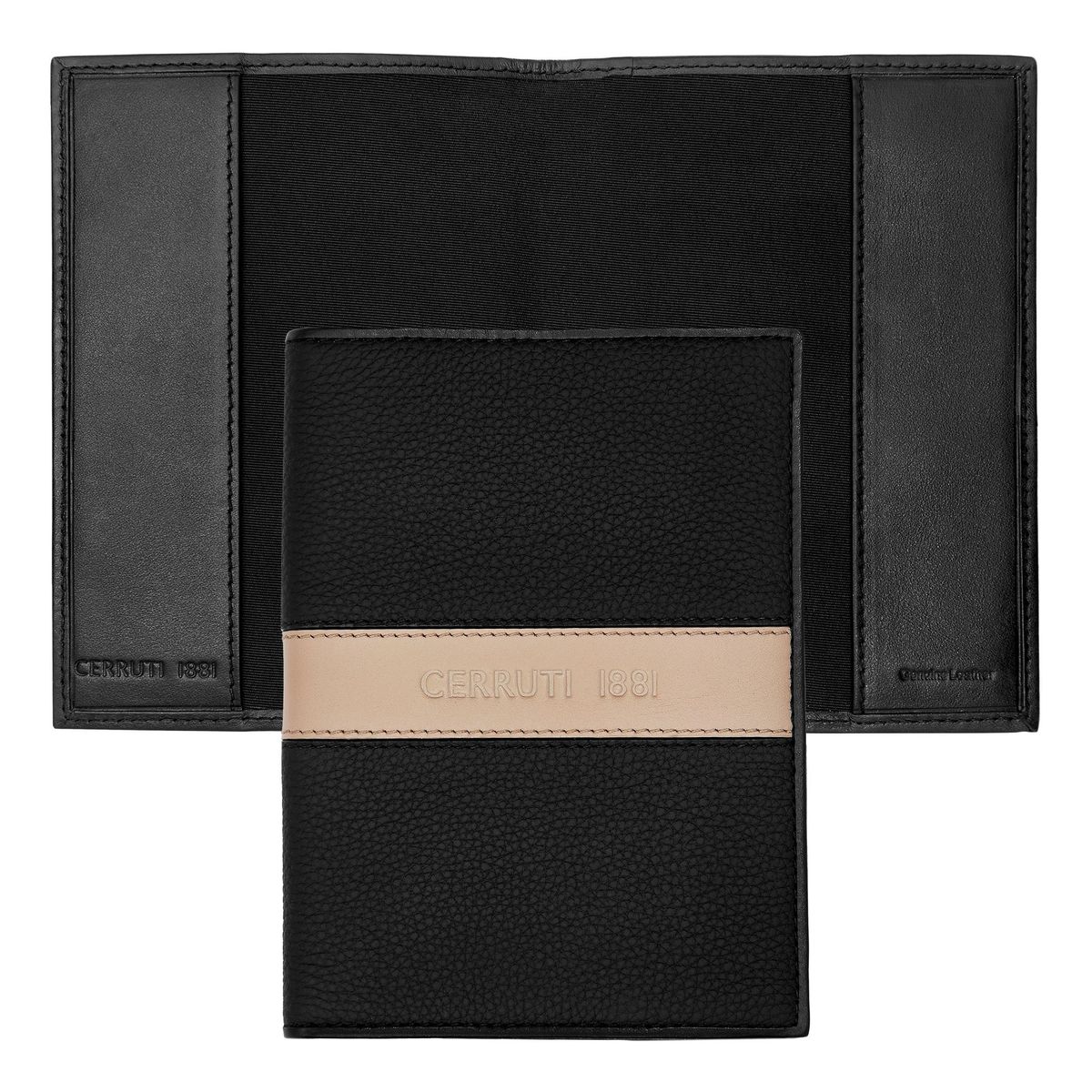 Cerruti 1881 Passport holder Delano Taupe & Black