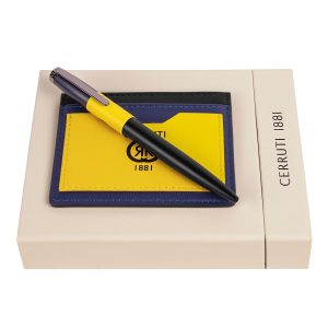 Cerruti 1881 Set Brick Yellow Black Navy (ballpoint pen & card holder)