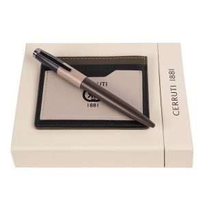 Cerruti 1881 Set Brick Beige Khaki Black (ballpoint pen & card holder)