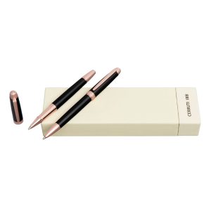 Cerruti 1881 Set Holborn Black & Rosegold (ballpoint pen & rollerball pen)