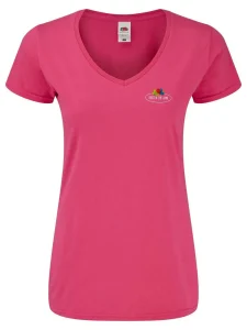 T-shirt vintage da donna con scollo a V Small Logo Fruit of the Loom 11444J
