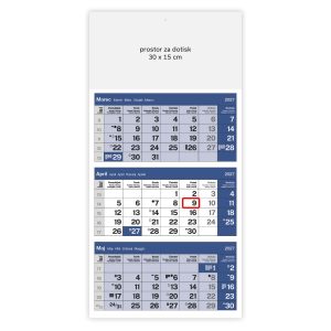 Calendario a tre parti incollato