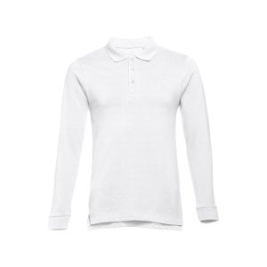 Men’s long-sleeved 100% cotton piqué polo shirt THC BERN WH