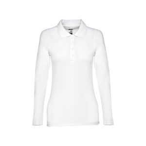 Polo da donna a manica lunga in cotone cardato THC BERN WOMEN WH