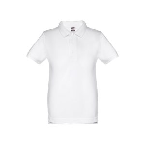 Kids short-sleeved 100% cotton piqué polo shirt unisex). THC ADAM KIDS WH