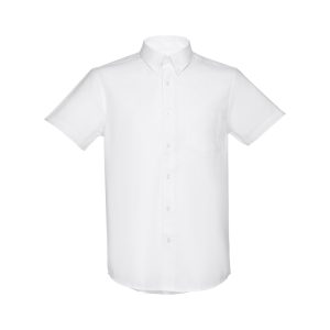 Men’s short-sleeved oxford shirt. White THC LONDON WH