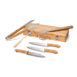 Set di utensili per barbecue in scatola di bambù KABSA