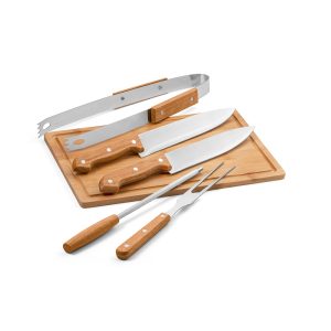 Set per barbecue composto da tagliere in bambù e 5 utensili FLARE