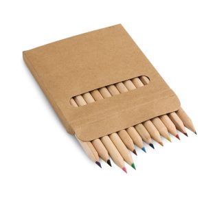 Pencil box with 12 coloured pencils COLOURED
