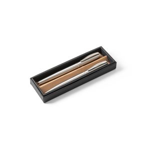 Roller and ballpoint pen set with stainless steel body ELLA