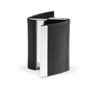 Double card holder in metal and PU LONE