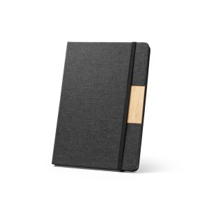 MÁRQUEZ. A5 hardback notebook made from 100% recycled PET fabric, with lined pages made from 100% recycled paper