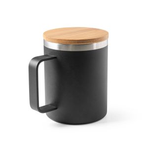 Mug in 90% recycled stainless steel with bamboo lid 420 mL LAUDA