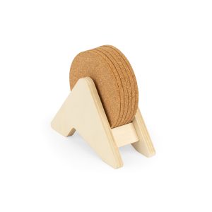 Plywood stand with 6 cork coasters PLYCORK