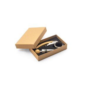 Bamboo and stainless steel wine set SAVORY