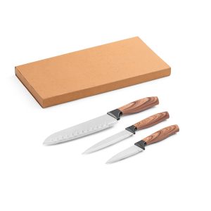 Set of 3 kitchen knives with stainless steel blades and BAHARAT