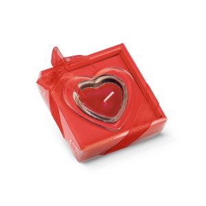 Candela a forma di cuore e base in vetro SWEET