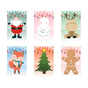 Set of six sheets with Christmas figures and 3 sheets of GLIMN