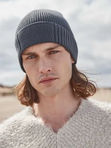 Cuffia con patch Engineered in cotone biologico Beechfield B438N