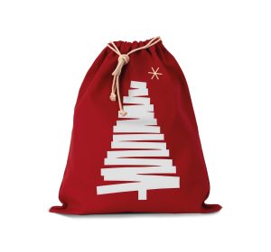 Cotton bag with Christmas tree design and drawcord closure Kimood KI0746