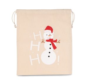 Cotton bag with snowman design and drawcord closure Kimood KI0745
