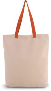 Shopper bag with gusset and contrast colour handle Kimood KI0278