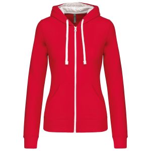Ladies’ contrast hooded full zip sweatshirt Kariban KA467