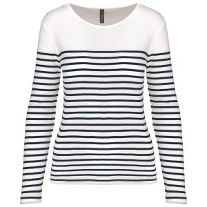 Ladies’ long-sleeved Breton stripe top Kariban KA386