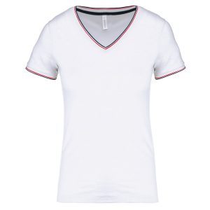 Ladies’ piqué knit V-neck T-shirt Kariban KA394