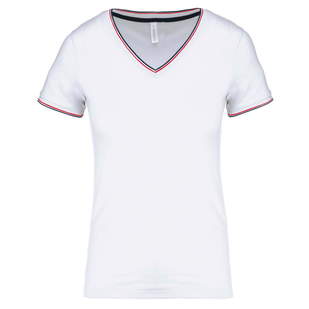 Ladies' piqué knit V-neck T-shirt Kariban KA394