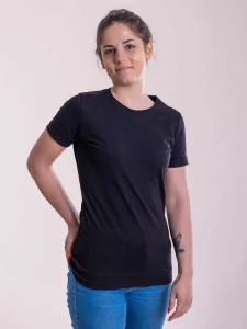Women’s slub T-shirt with turn-up Cotton & Art CAMP007