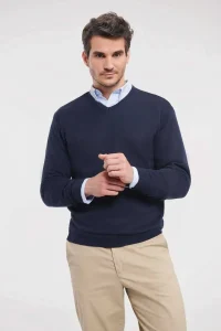 Pullover in maglia con scollo a V da uomo Russell JE710M