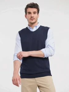 Pullover senza maniche in maglia con scollo a V per adulti Russell JE716M